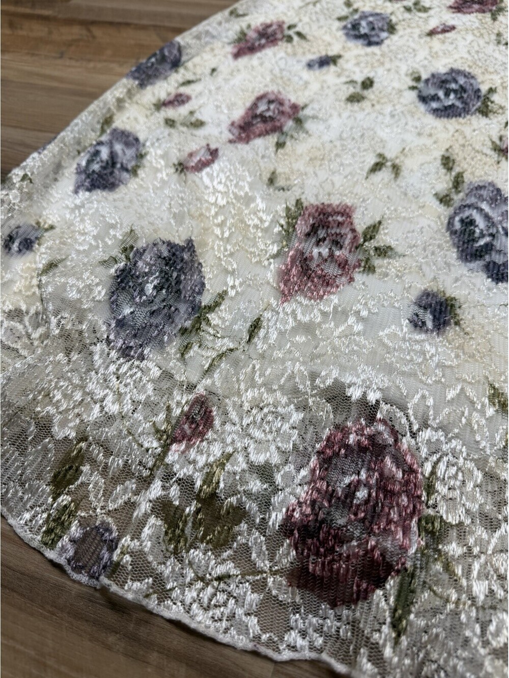90s Fairycore Maxi Dress w/ Floral Lace Overlay Size 14 Grunge Coquette Romantic - Picture 3 of 9